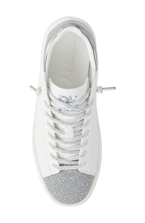 Dkny Ginali Metallic Cap Toe Sneaker In White