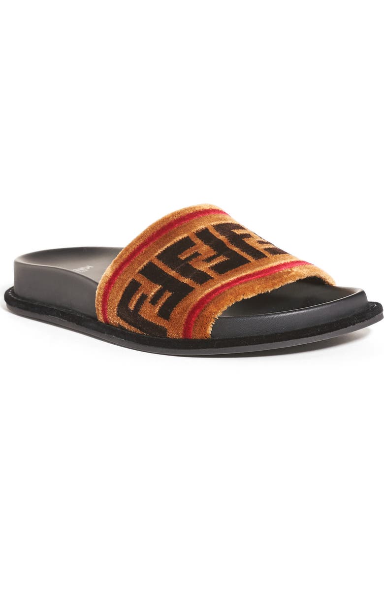 Fendi Logo Slide Sandal, Main, color,