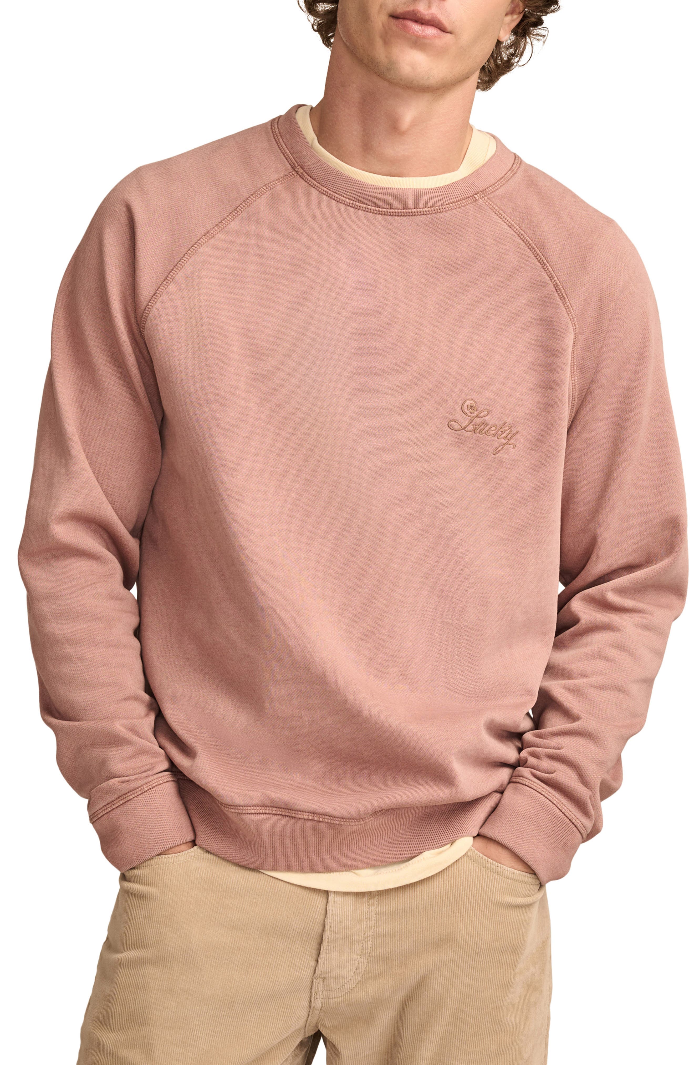 Lucky Brand Logo Fleece Sweatshirt in Cognac 