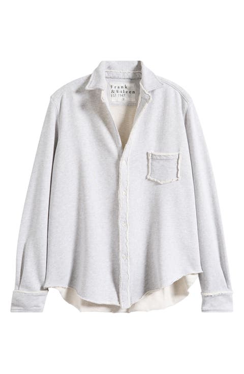 Relaxed Fit Cotton Terry Button-Up Shirt