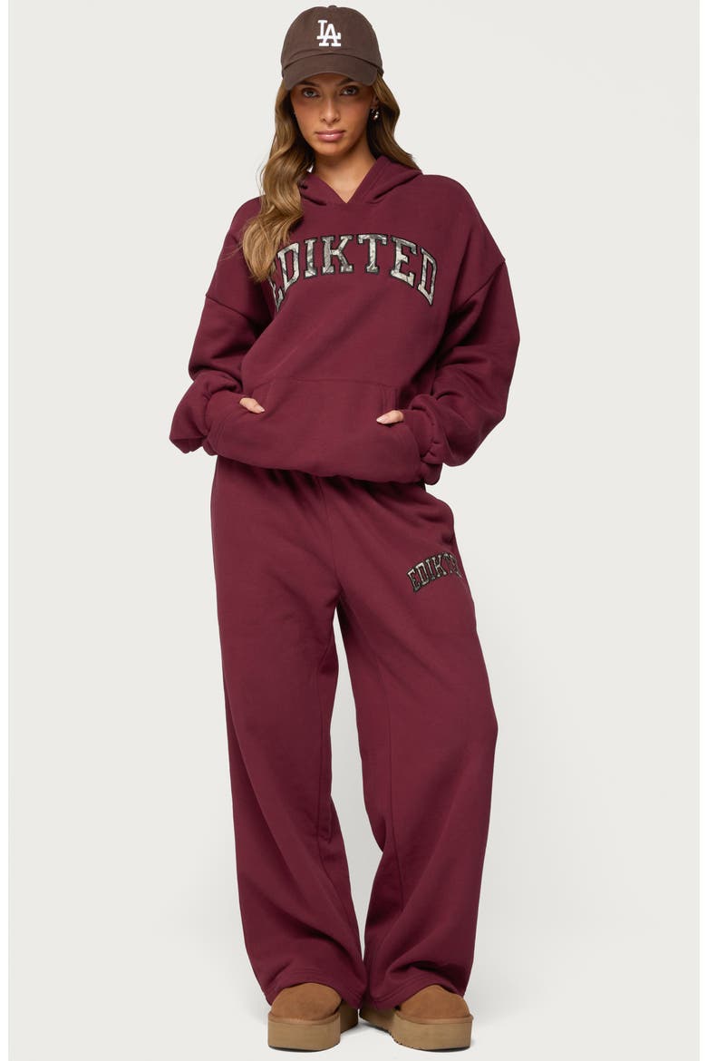 Camo Crush Logo Wide Leg Sweatpants, Alternate, color, BURGUNDY