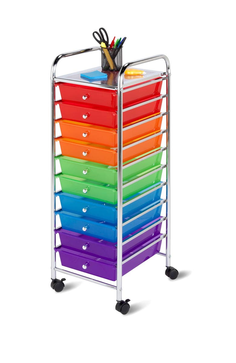 HONEY-CAN-DO 10 Drawer Multicolor Storage Cart, Alternate, color, 