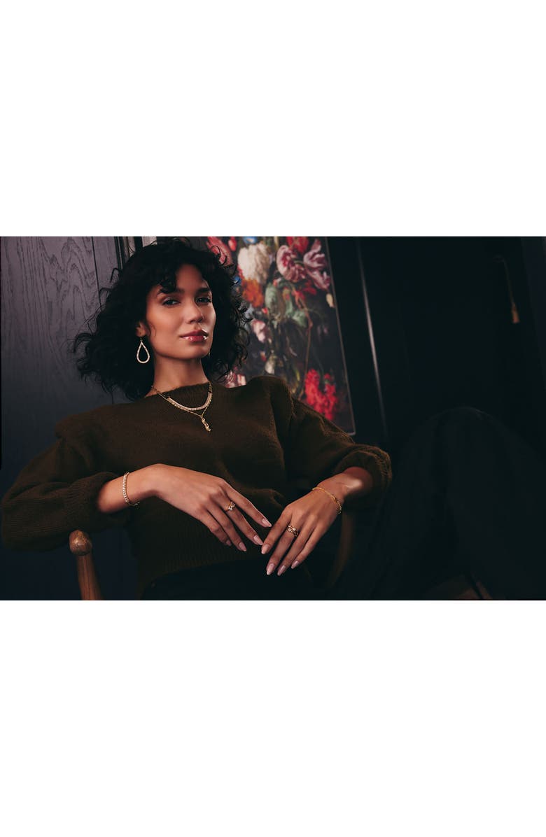 Sterling Forever Sarai Baguette Cubic Zirconia Frontal Necklace, Alternate, color, 