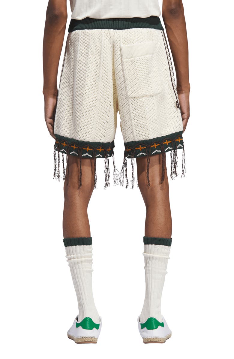 ADIDAS ORIGINALS X CLOT BY EDISON CHEN Tasseled Cotton Blend Knit Shorts, Alternate, color, Cream White