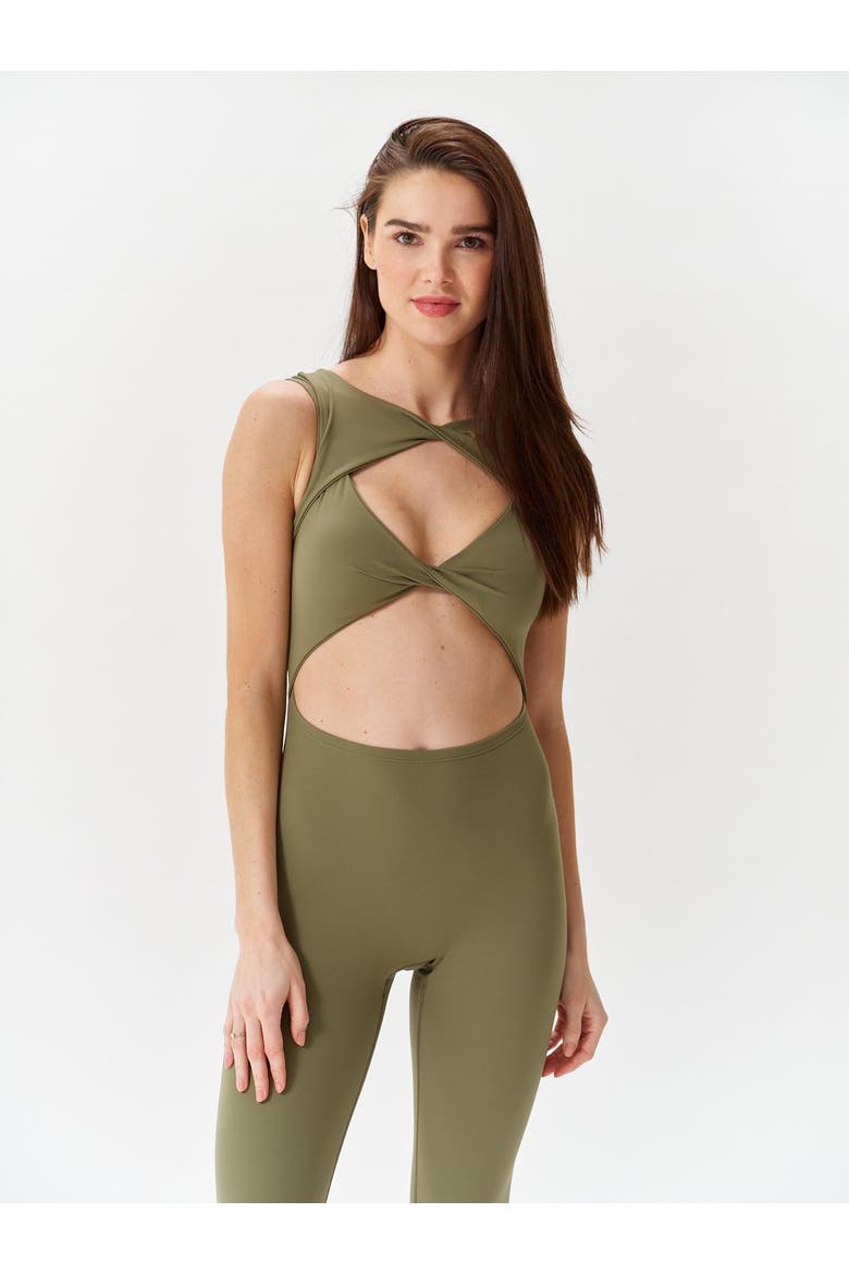 Peek-a-Boo Jumpsuit, Alternate, color, Olive