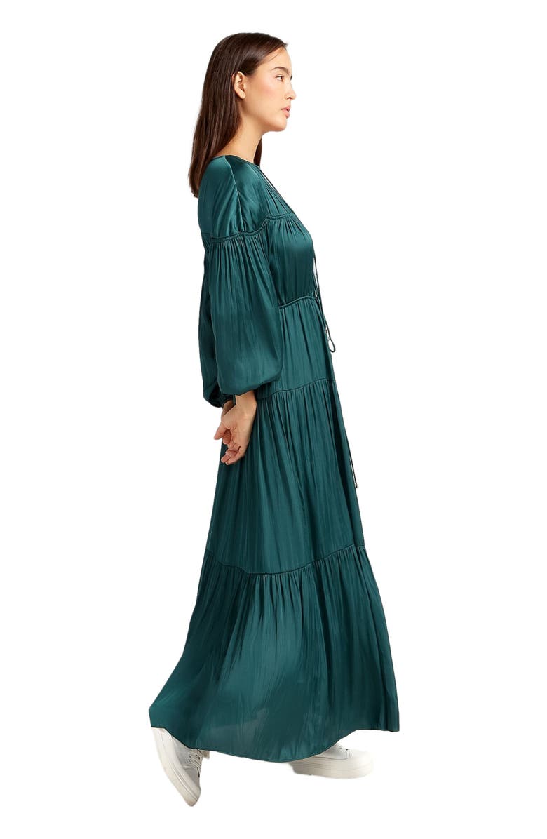 Belle & Bloom Window Seat Tiered Maxi Dress, Alternate, color, Dark Green