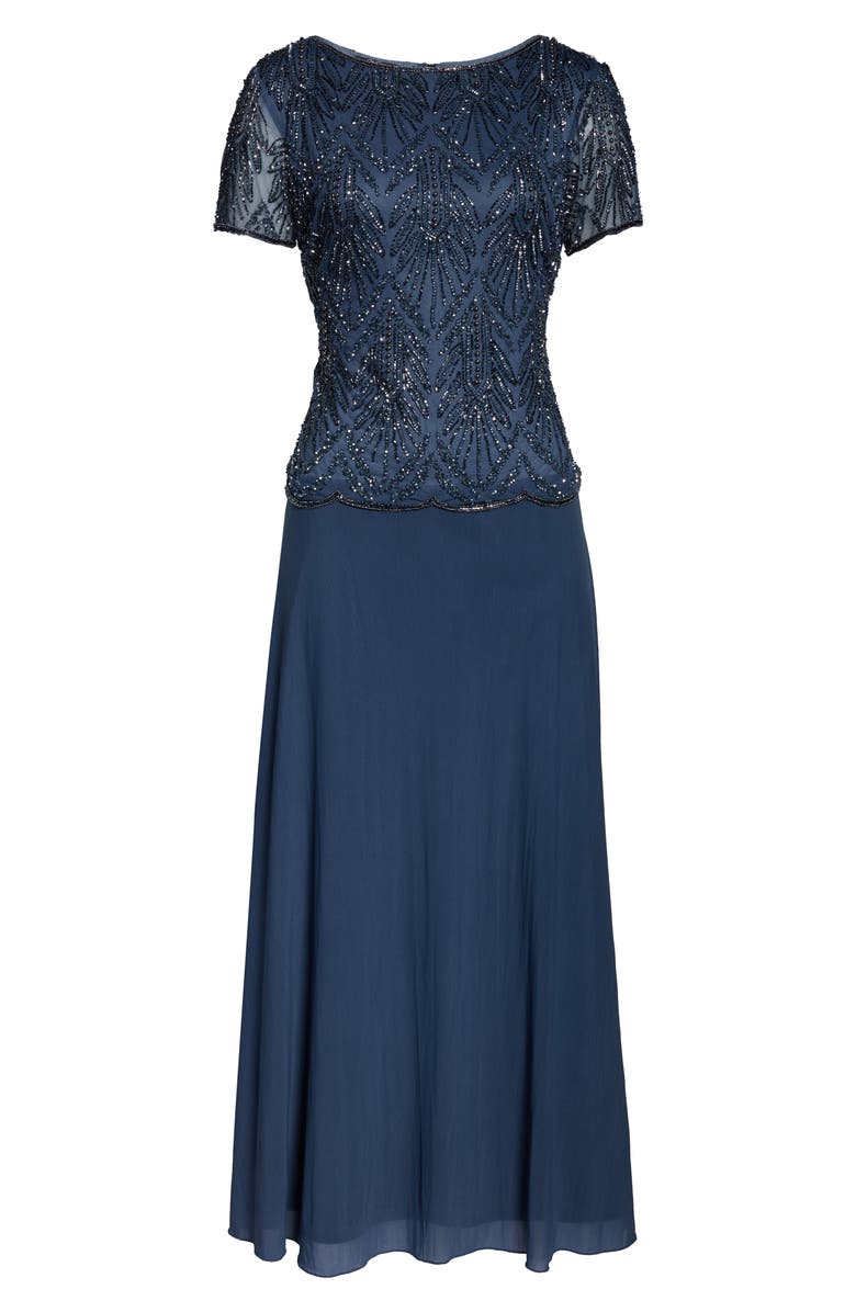 Pisarro Nights Beaded Bodice Chiffon Gown, Alternate, color,