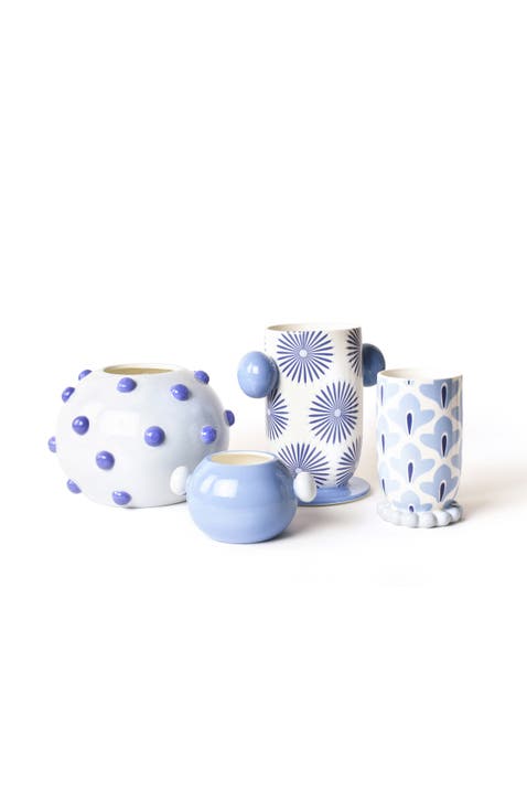 Iris Blue Ceramic Vases 4 Piece Set