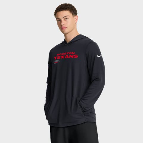 Men's Nike Navy Houston Texans Sideline Pure Fury Performance Long Sleeve Hoodie T-Shirt