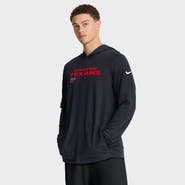 Nike Men's Nike Navy Houston Texans Sideline Pure Fury Performance Long Sleeve Hoodie T-Shirt