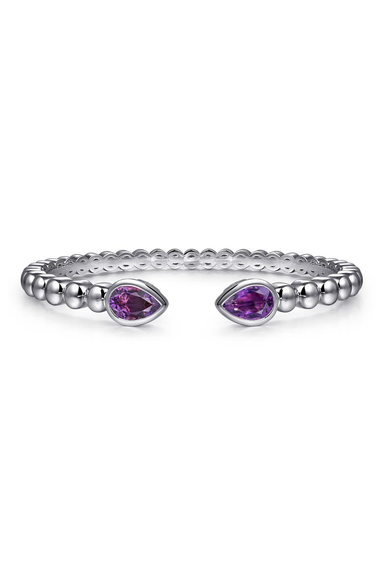 Bujukan Sterling Silver Amethyst Cuff Bangle, Main, color, STERLING SILVER/ AMETHYST