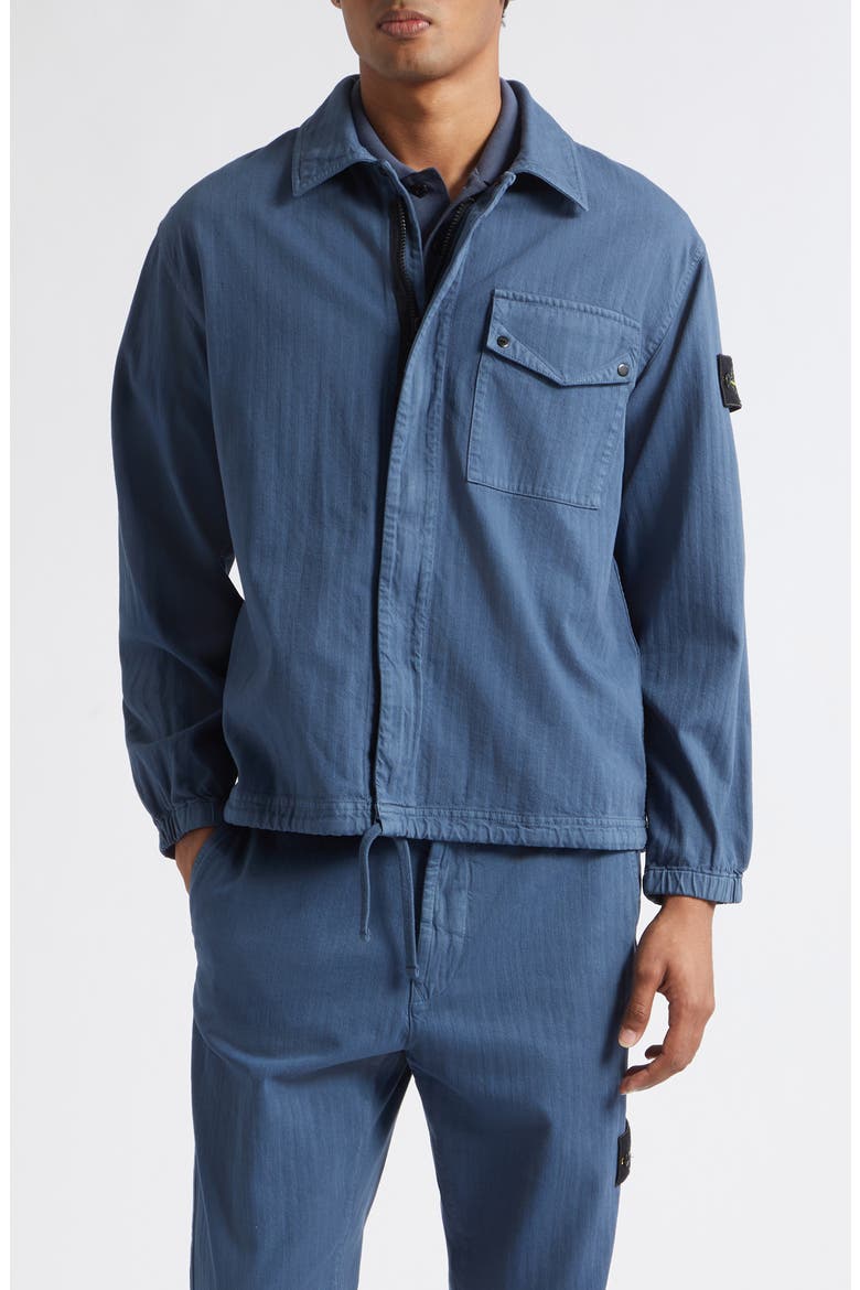 Compass Patch Cotton Herringbone Overshirt, Main, color, V002E SLATE BLUE