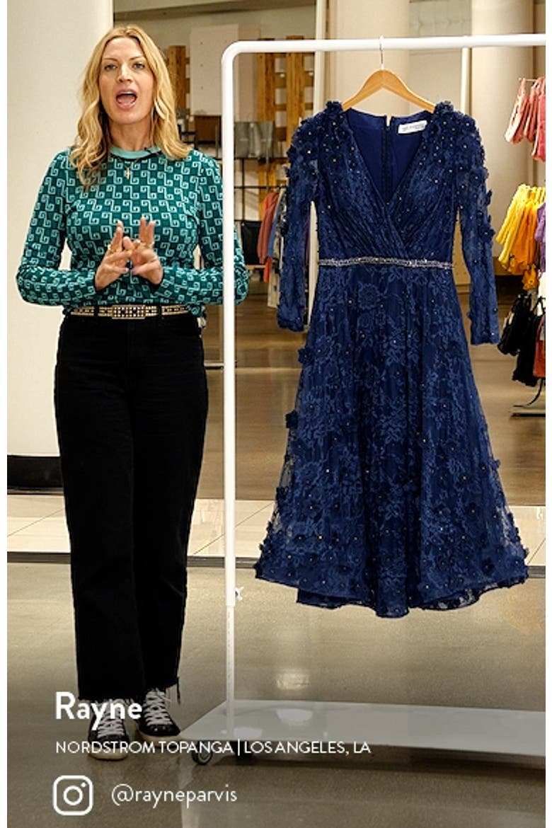 Floral Appliqué Lace Fit & Flare Cocktail Dress video