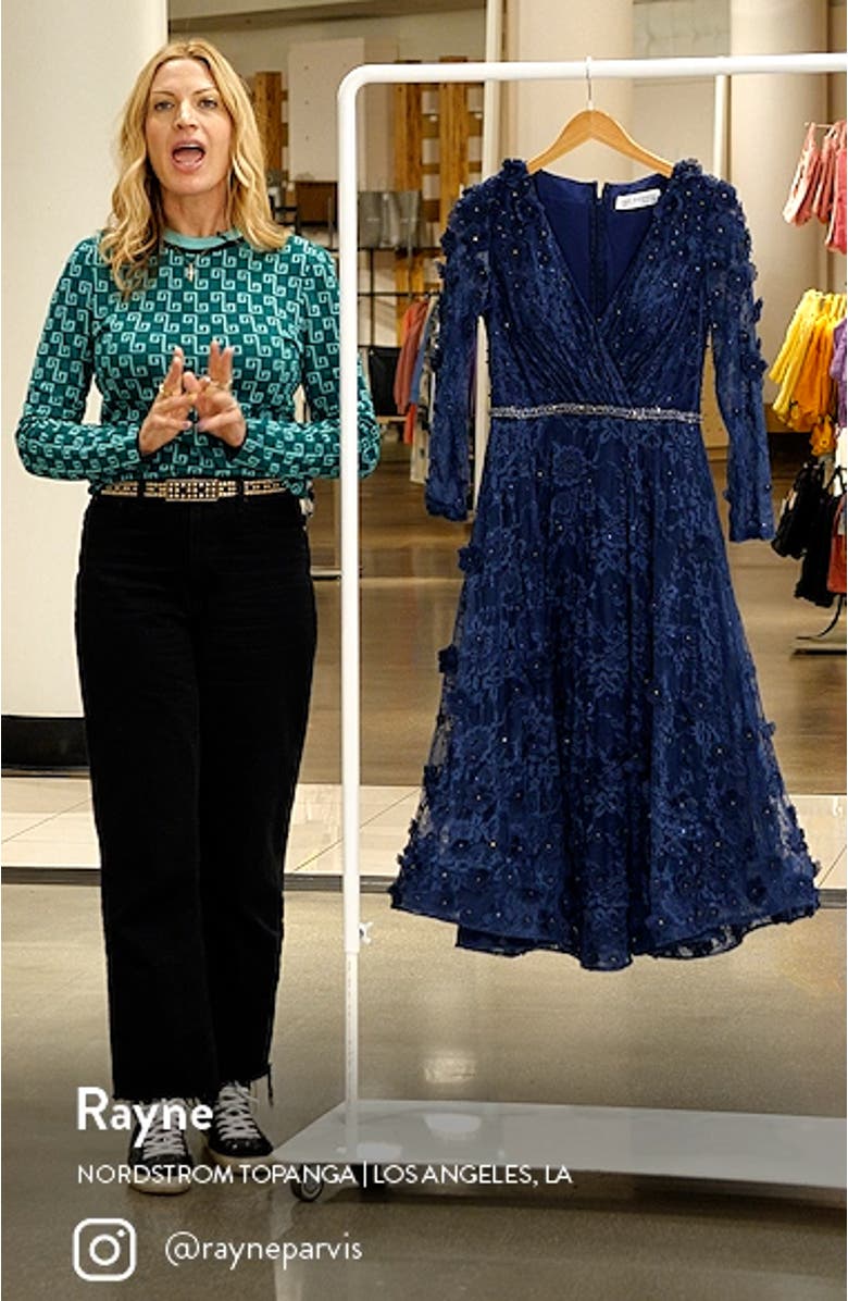 Floral Appliqué Lace Fit & Flare Cocktail Dress, sales video thumbnail