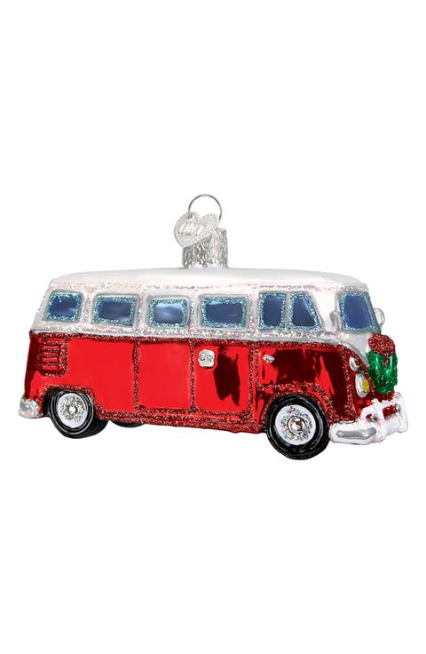 Camper Van Glass Ornament