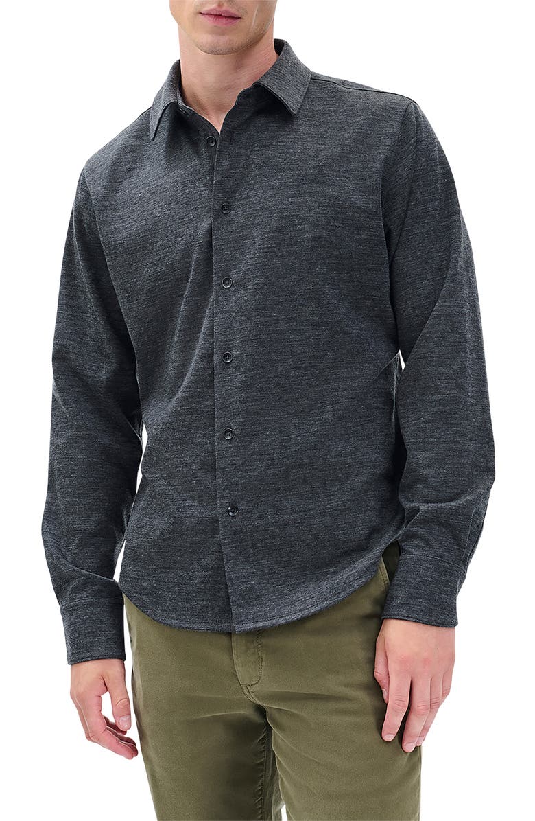 rag & bone Tomlin Merino Wool Button-Up Shirt, Main, color, Charcoal