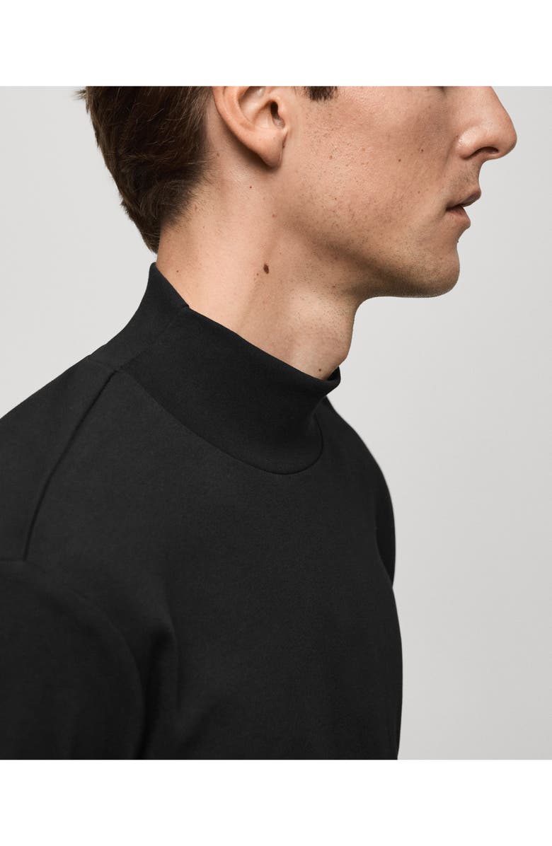 MANGO Long Sleeve Cotton Mock Neck T-Shirt, Alternate, color, 