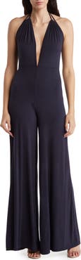 GO COUTURE Low-V Halter Jumpsuit