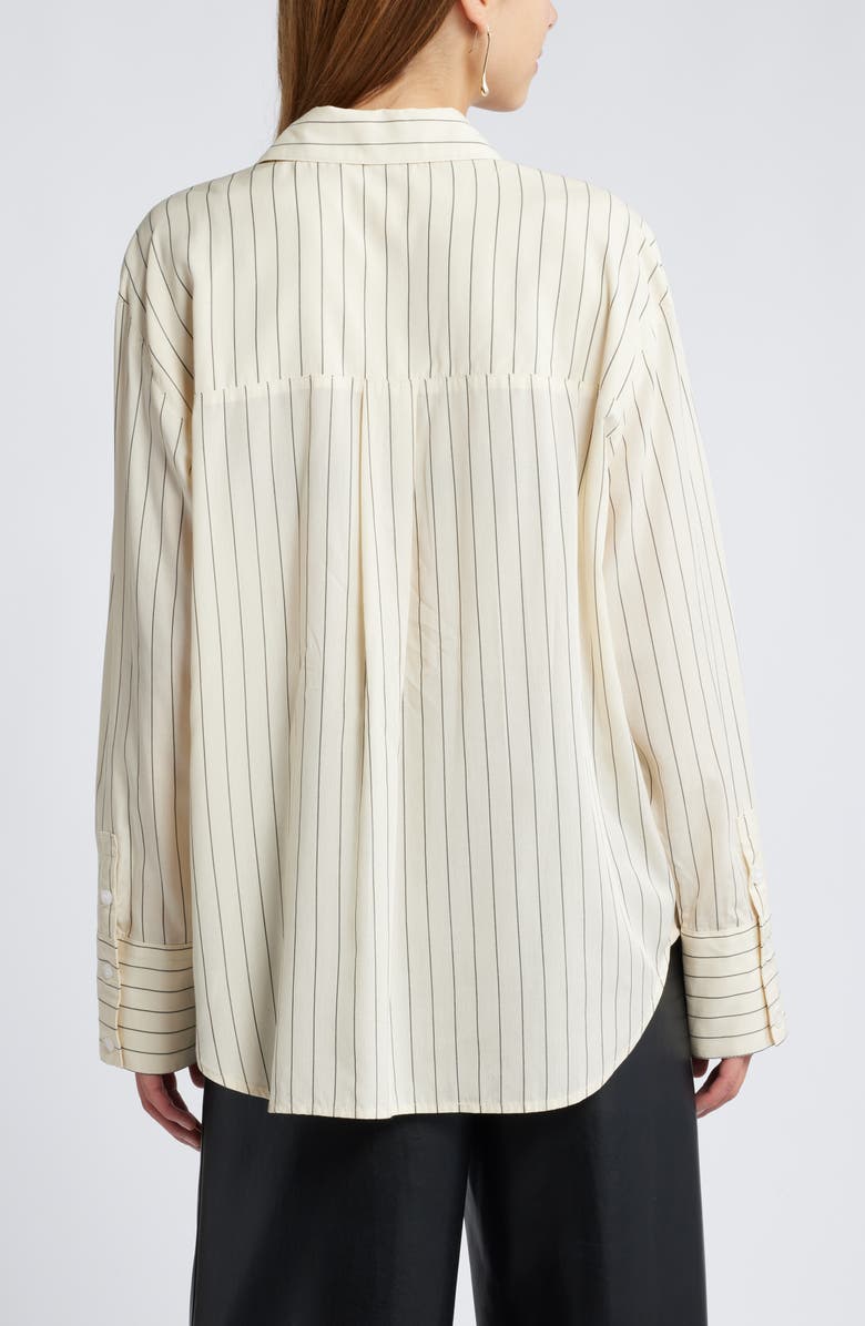 Open Edit Stripe Button-Up Shirt, Alternate, color, Ivory- Grey Pinstripe