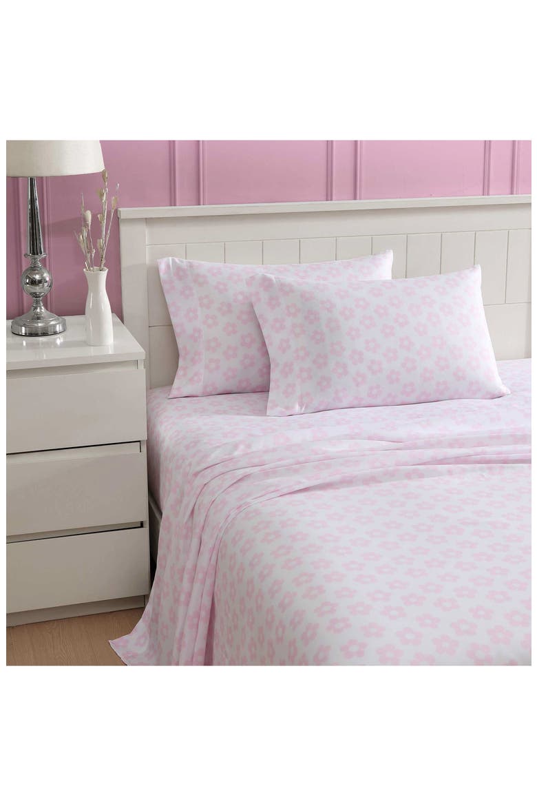 Retro Daisy Sheet Set, Alternate, color, LIGHT PINK