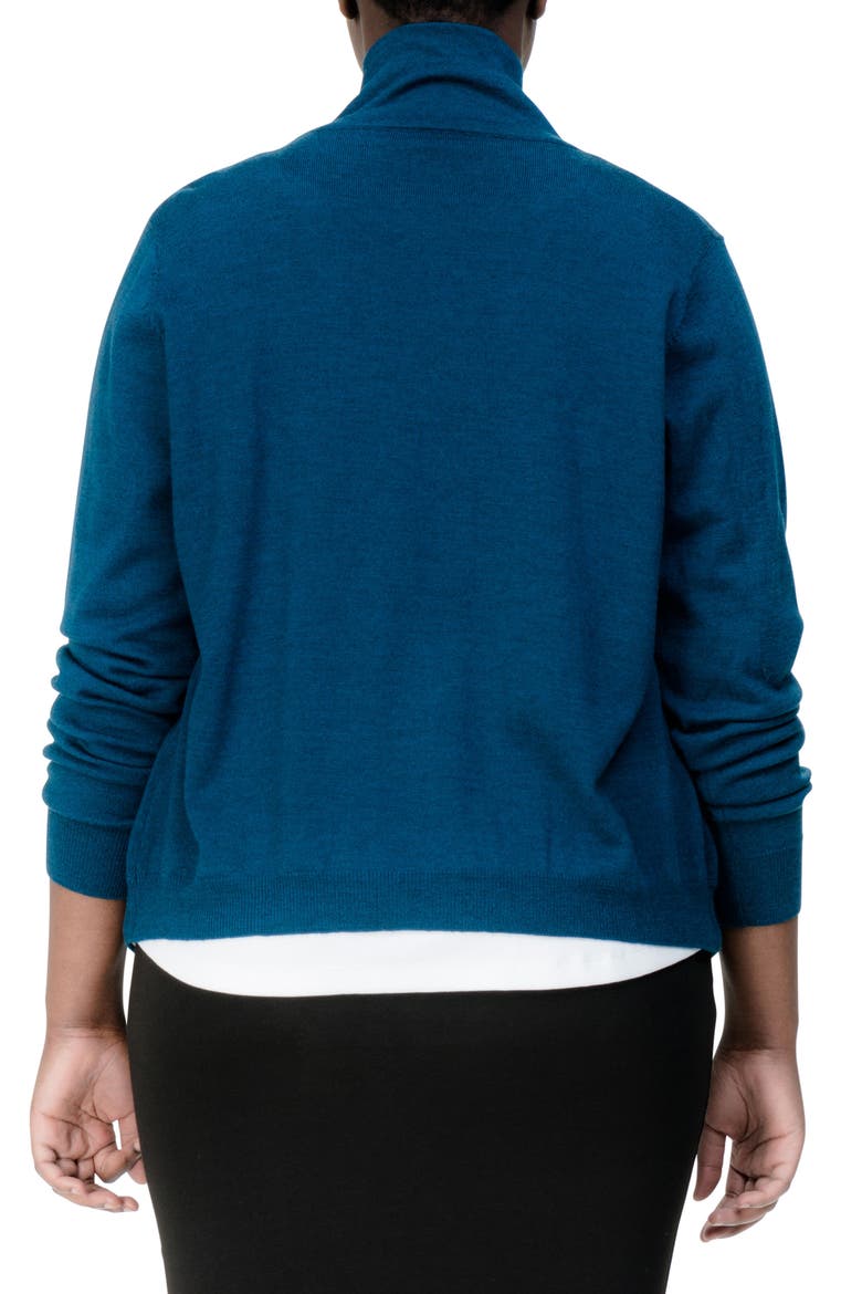Curved Merino Wool Cardigan, Alternate, color, TEAL