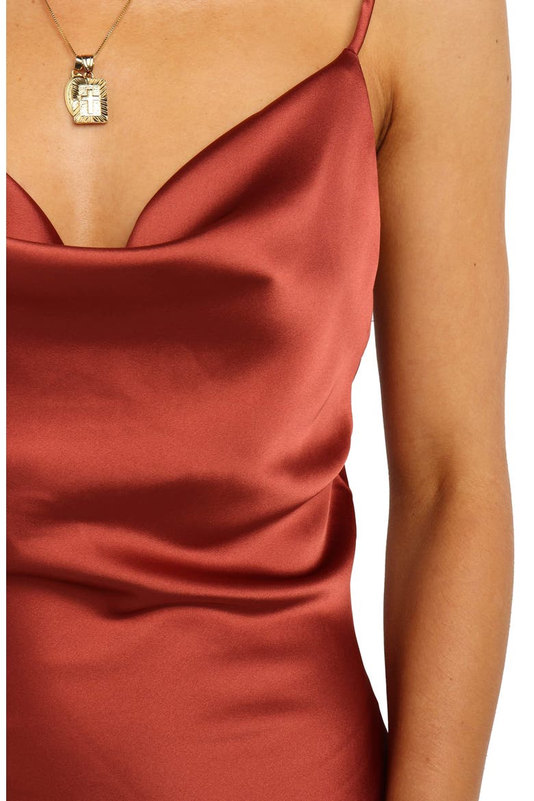 Cyprus Satin Slipdress, Alternate, color, RUST
