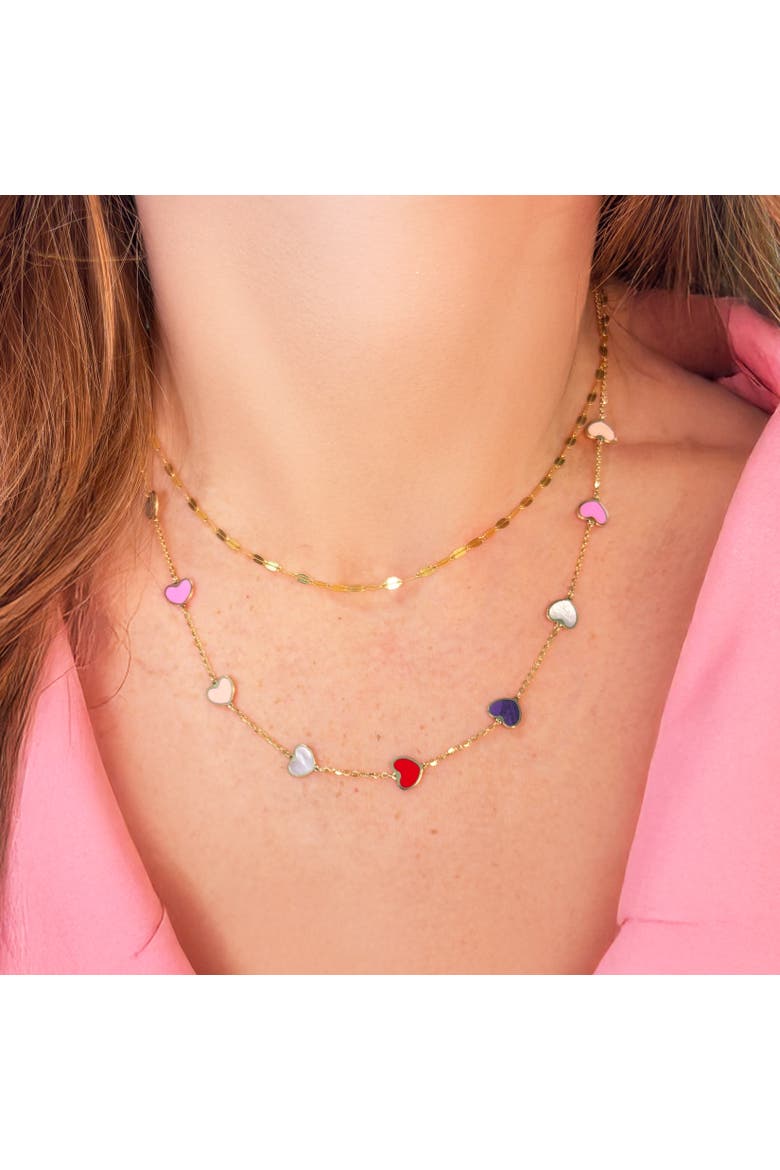 Multicolored Mixed Heart Station Necklace, Alternate, color, Multicolored