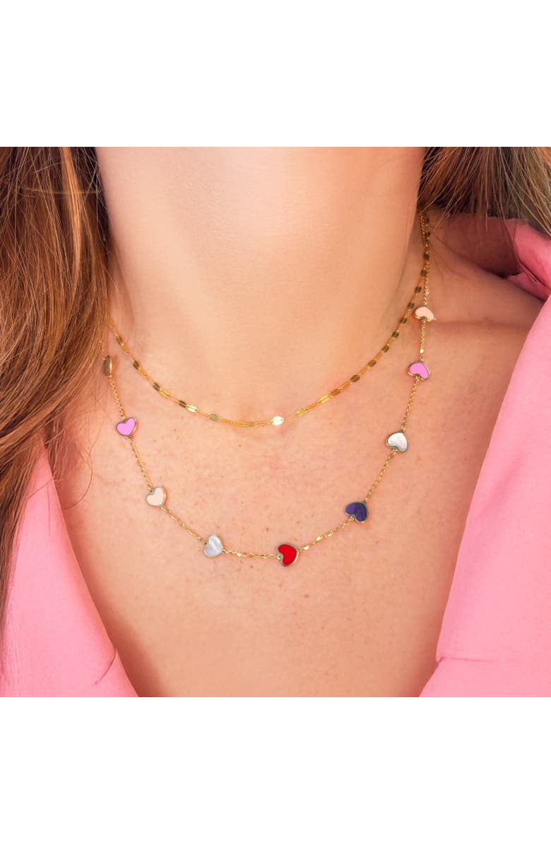 The Lovery Fine Jewelry Multicolored Mixed Heart Station Necklace, Alternate, color, Multicolored