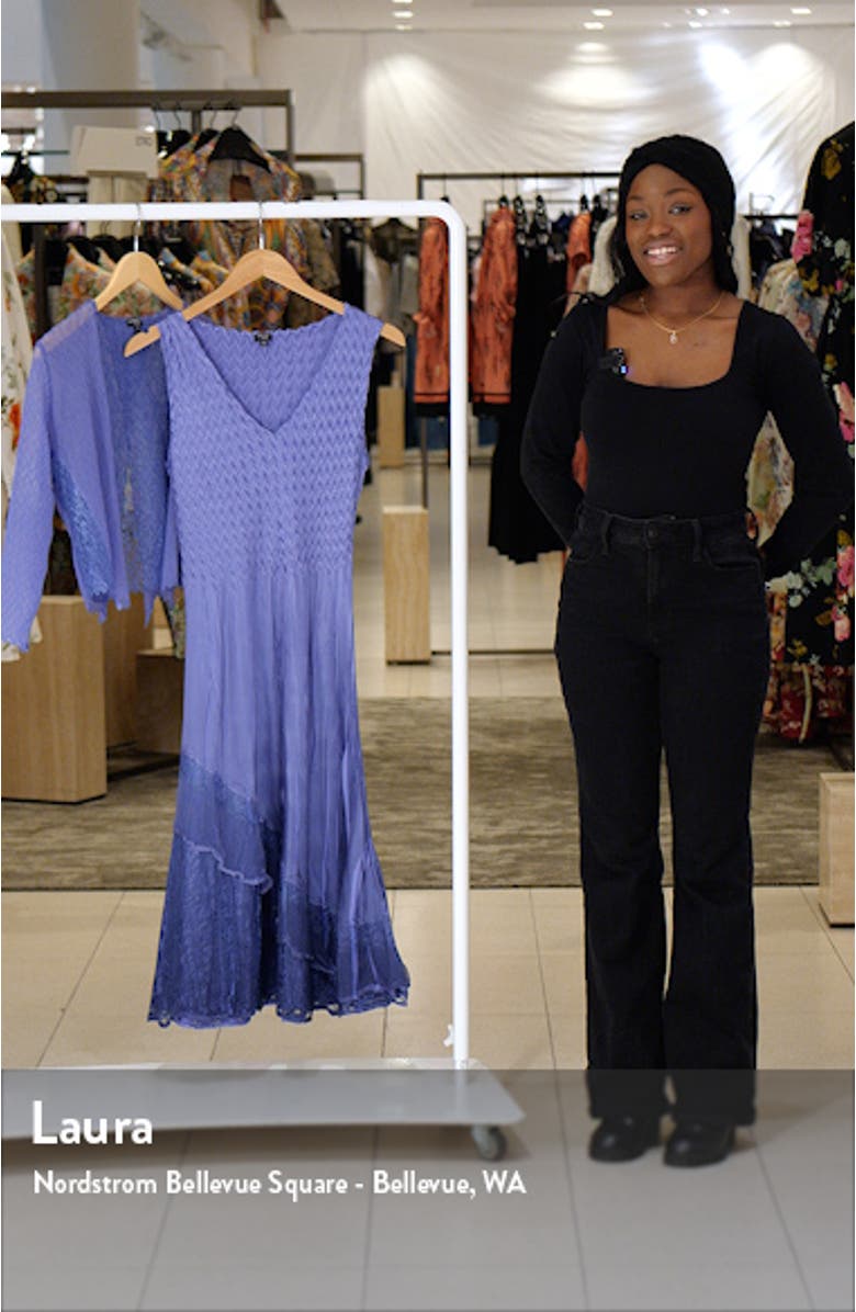 Lace Trim Charmeuse & Chiffon Tiered Dress with Jacket, sales video thumbnail