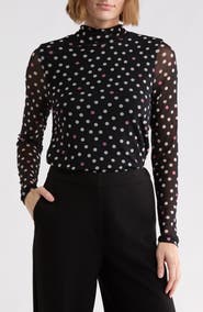 Sanctuary Everyday Mock Neck Long Sleeve Mesh Top