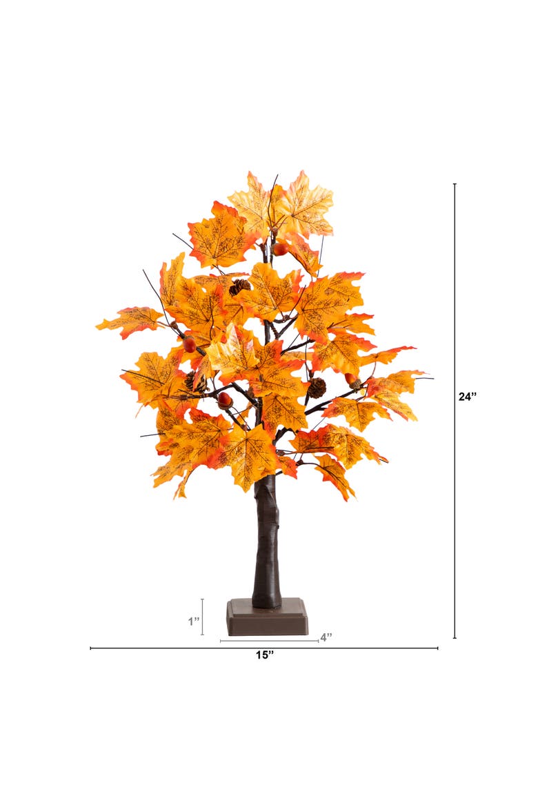 2-ft Pre-Lit Autumn Maple Artificial Fall Tree with Acorns & Pinecones and 18 Warm White LED Lights, Alternate, color, Orange