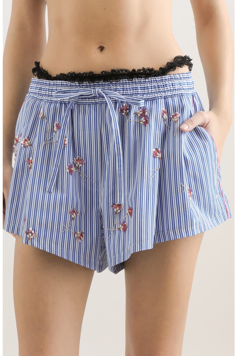 Embroidered Silk Blend Poplin Shorts, Main, color, S8400 EMBROIDERED
