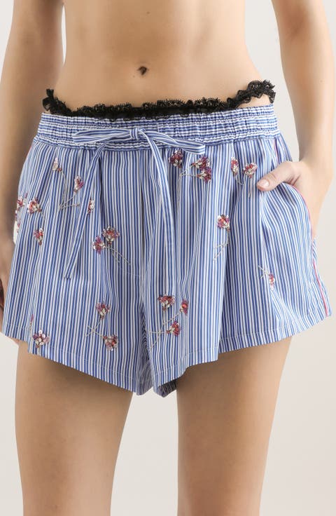 Embroidered Silk Blend Poplin Shorts
