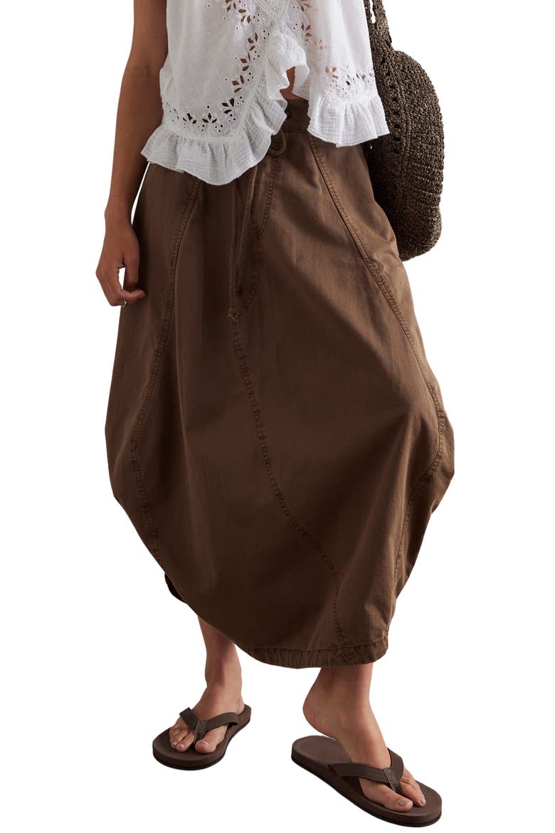Willow Poplin Midi Skirt, Main, color, CHOCOLATE