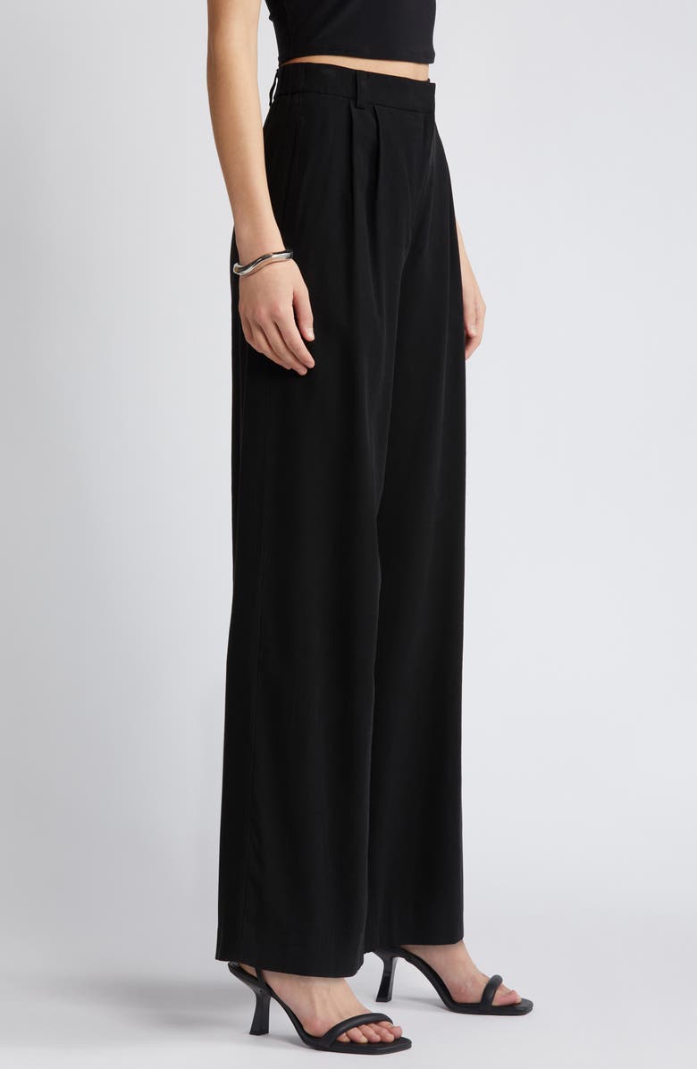 Open Edit High Waist Wide Leg Trousers, Alternate, color, Black