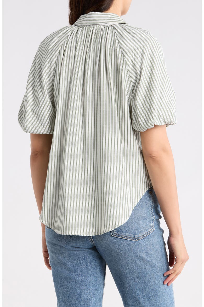 Bubble Sleeve Boyfriend Shirt, Alternate, color, GREEN/ CREAM STRIPE