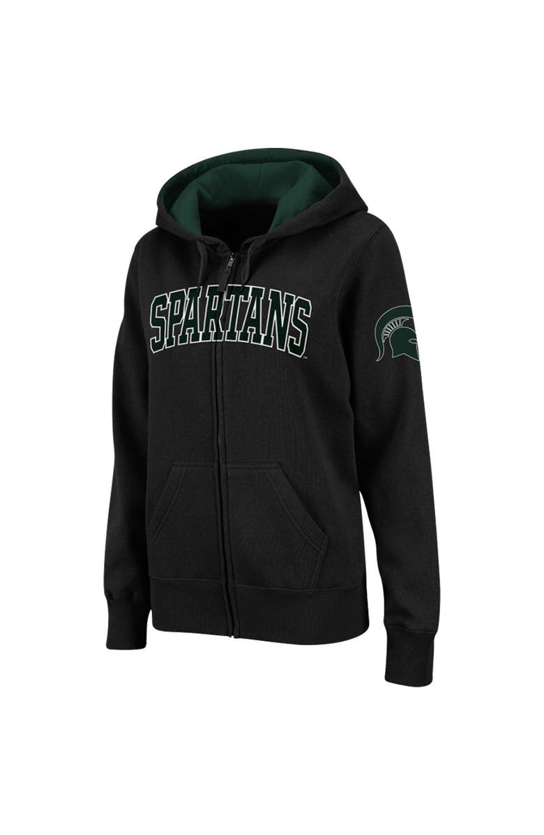COLOSSEUM Women's Stadium Athletic Black Michigan State Spartans Arched Name Full-Zip Hoodie, Main, color, Black