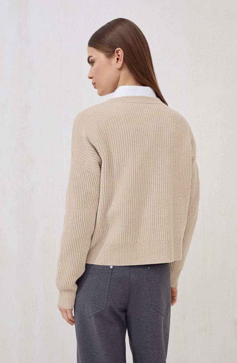 Brunello Cucinelli English rib knit cardigan, Alternate, color, Beige