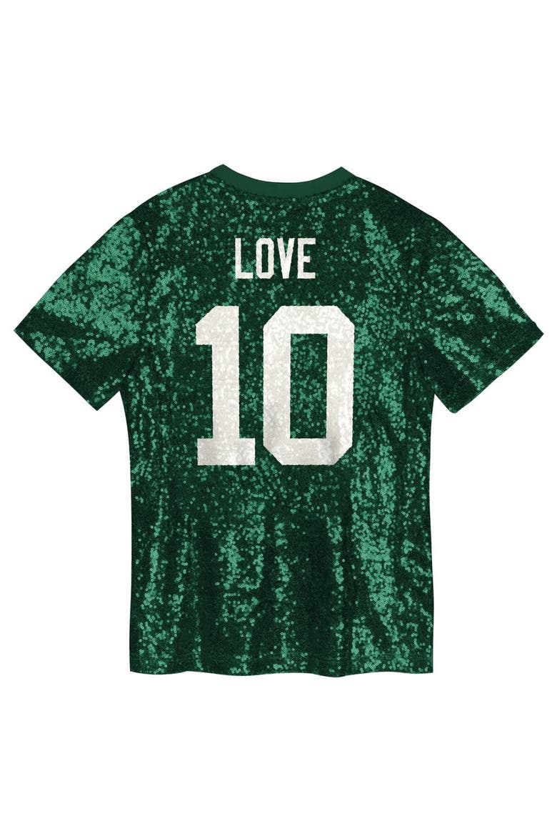Girls Youth Jordan Love Green Green Bay Packers Sequin V-Neck Fashion Jersey, Alternate, color, Green