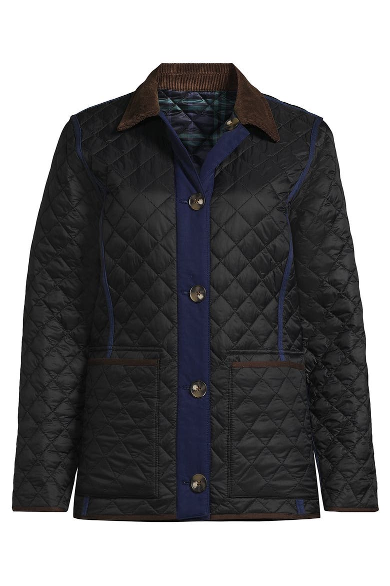 Reversible Barn Quilted Jacket, Alternate, color, Black/Navy Plaid