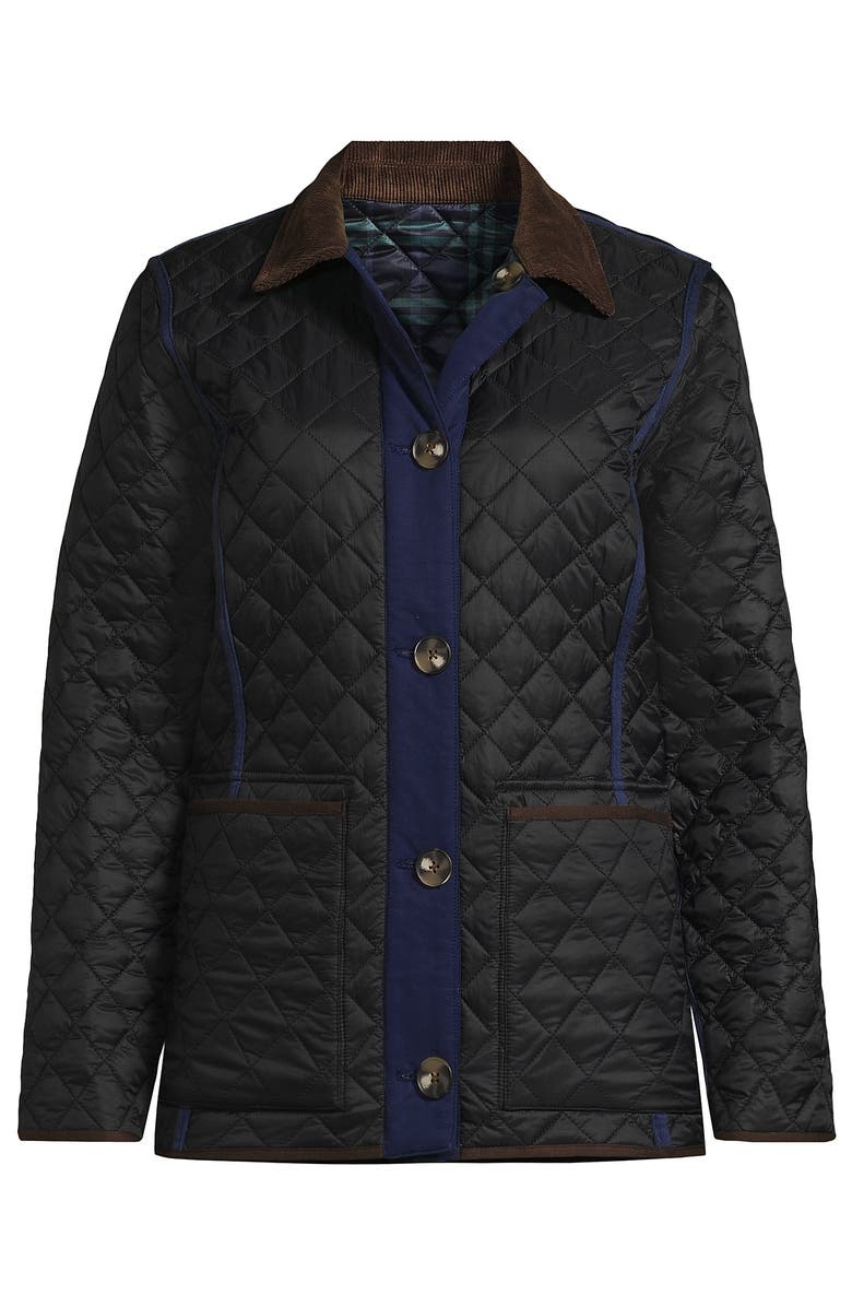 Lands' End Reversible Barn Quilted Jacket, Alternate, color, Black/Navy Plaid