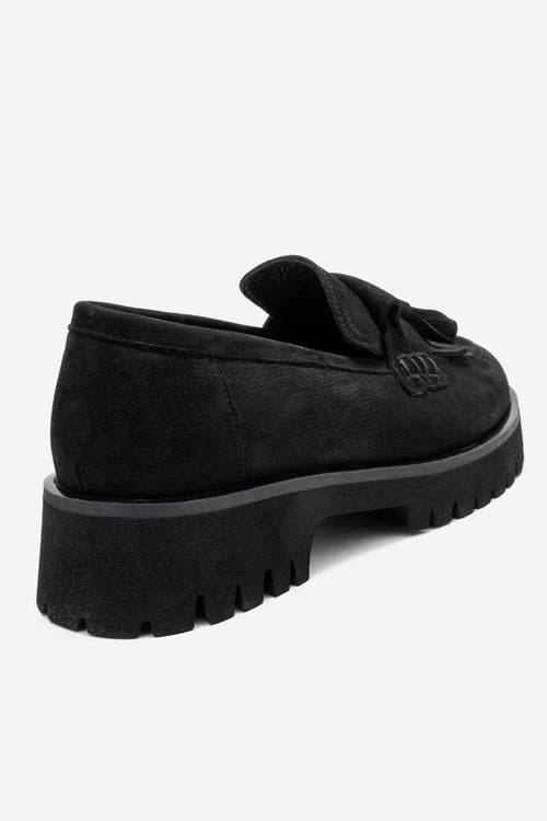 Forever & Always Shoes Poen Leather Tassel Loafer In Black