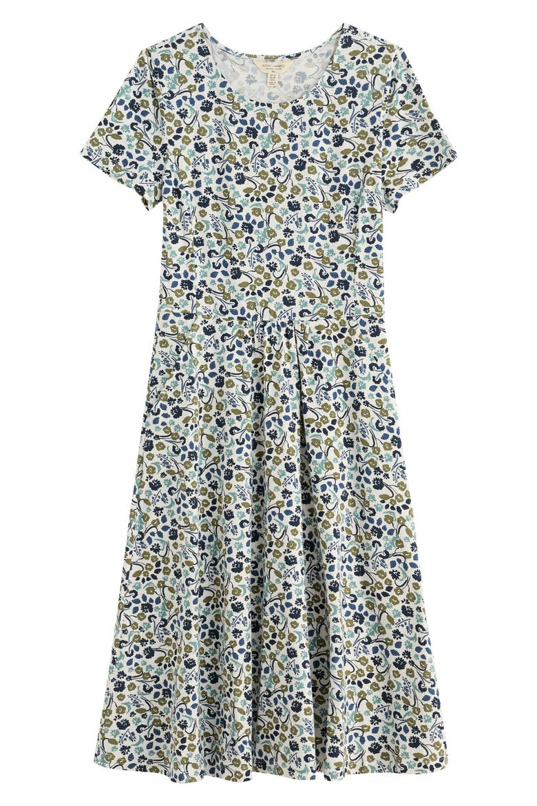 April Stretch Organic Cotton Fit & Flare Dress, Alternate, color, PIN CUSHION PROTEA CHALK