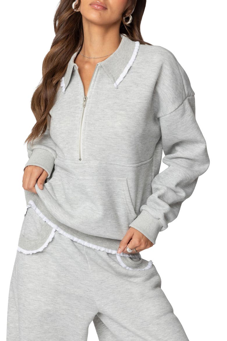 Ashtin Ruffle Trim Sweatshirt, Main, color, GRAY-MELANGE