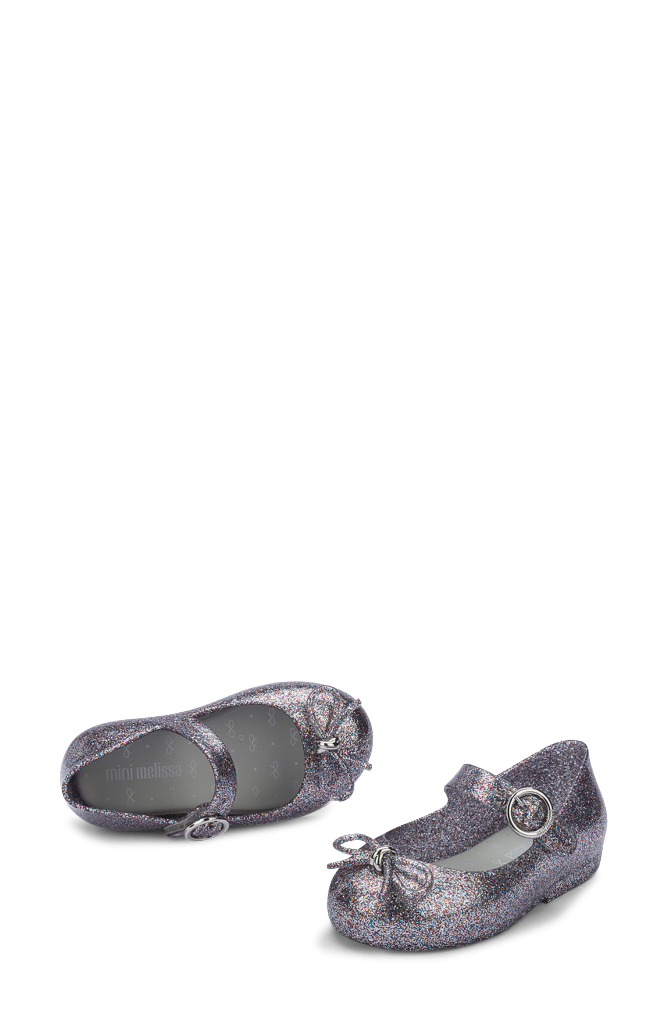 Mini Melissa Sweet Mary Jane Flat, Alternate, color, Silver Glitter