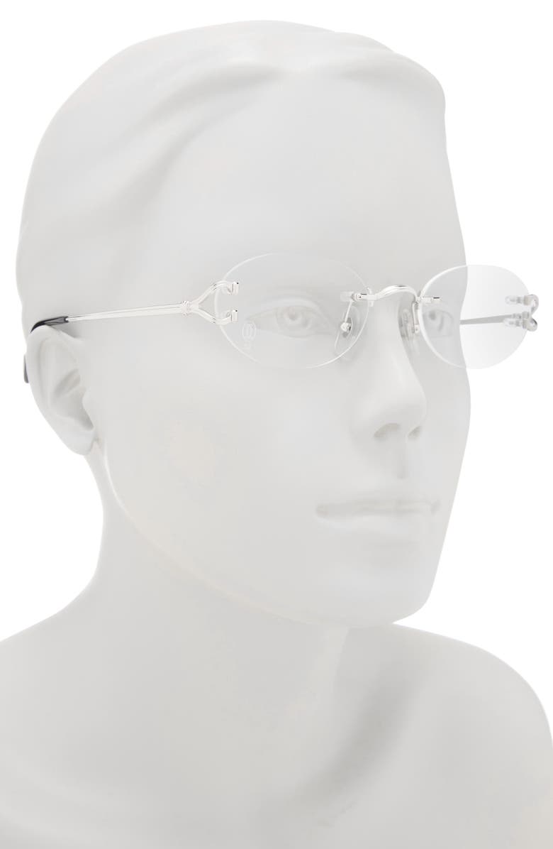 Cartier 52mm Oval Optical Glasses, Alternate, color, Silver