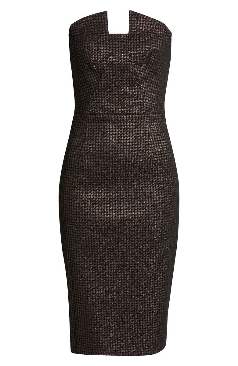 Black Halo Lena Notched Strapless Metallic Sheath Dress, Alternate, color, 