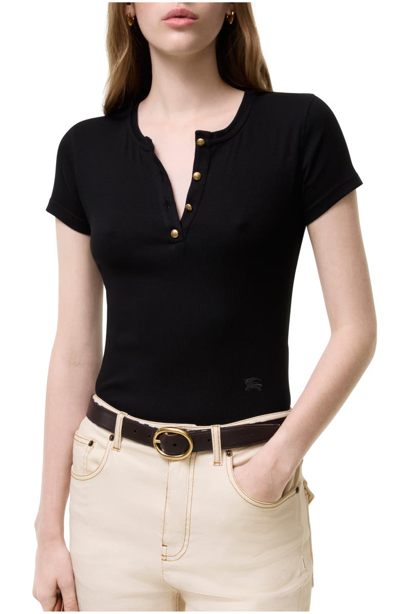 Burberry Cropped Cotton T-shirt, Main, color, Black