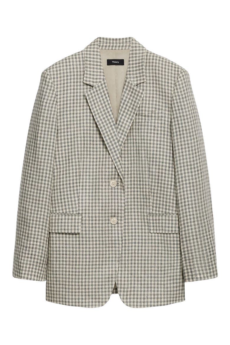 Check Linen Blend Blazer, Alternate, color, CREAM/ GREY MULTI