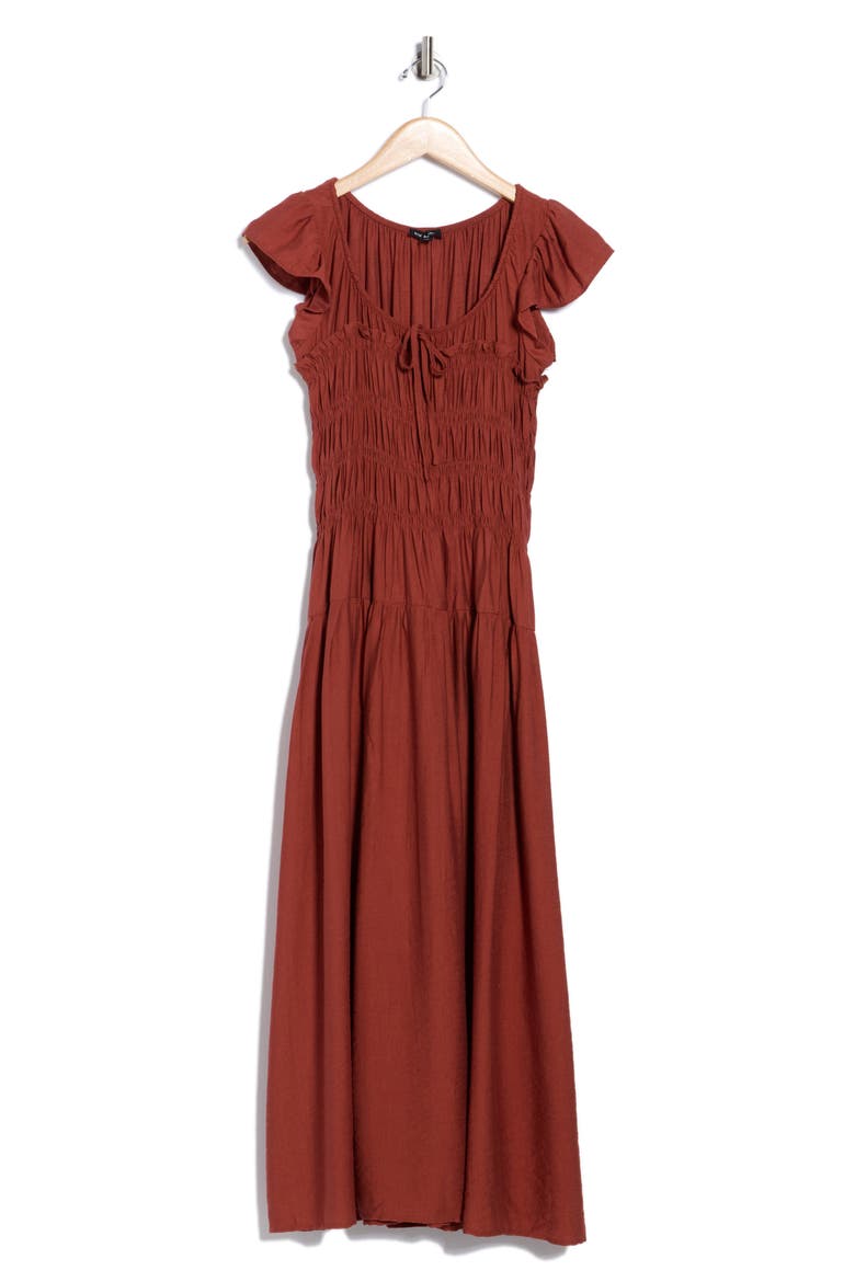 Shirred Maxi Dress, Alternate, color, SIENNA